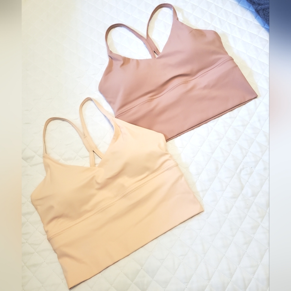 Set of Two Dark And Light Pink Sports Bra Crop Tanks